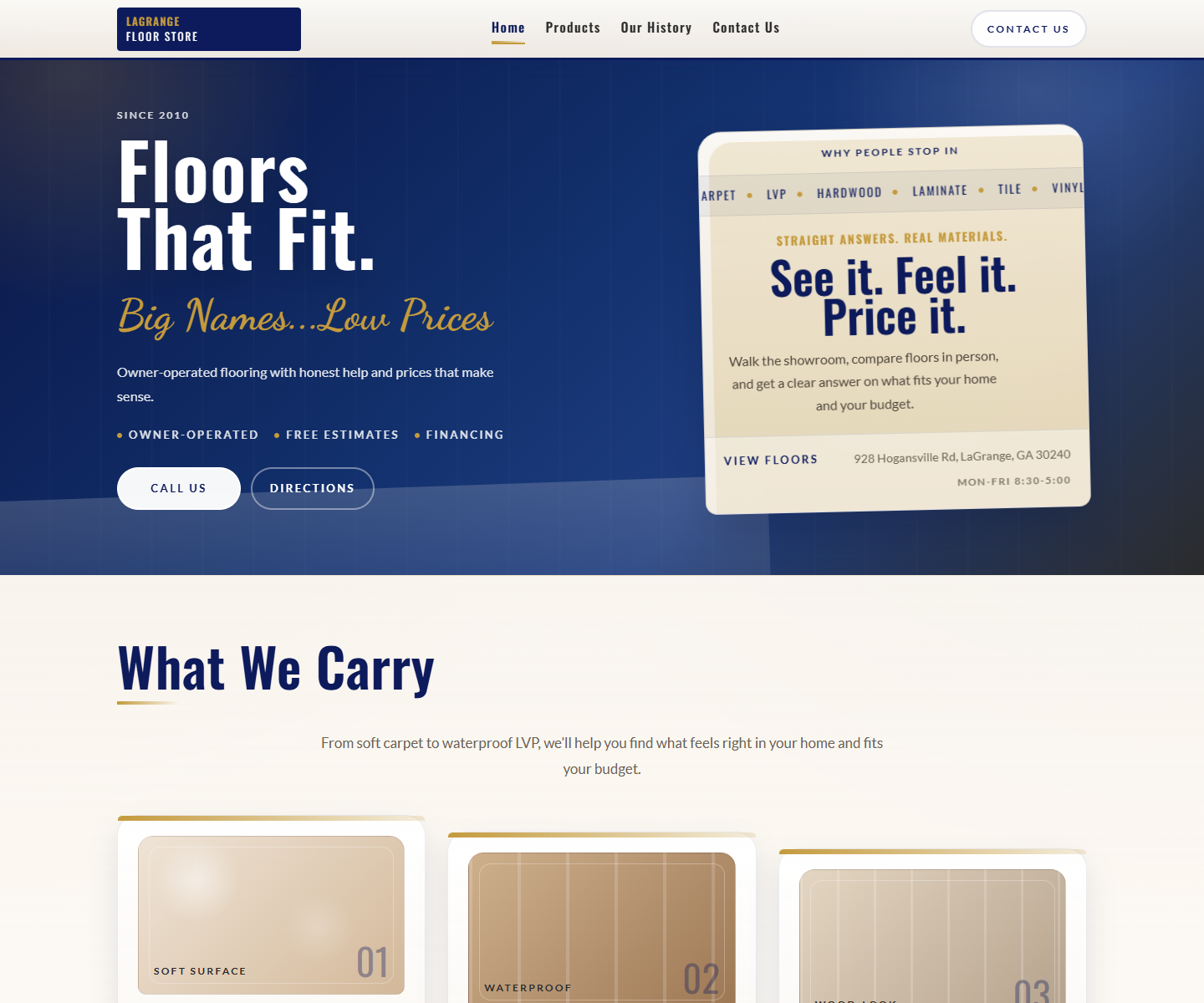 LaGrange Floor Store website homepage