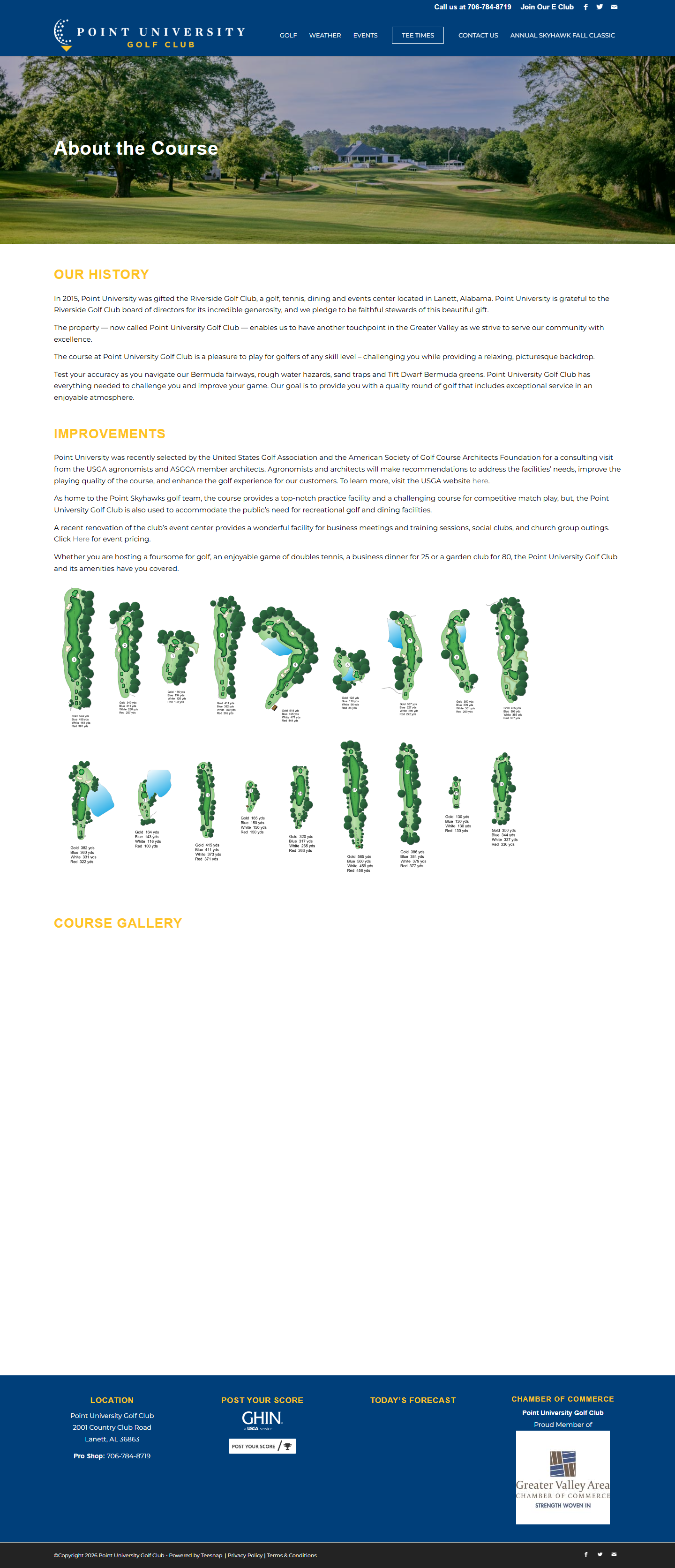 Point University Golf Club website homepage